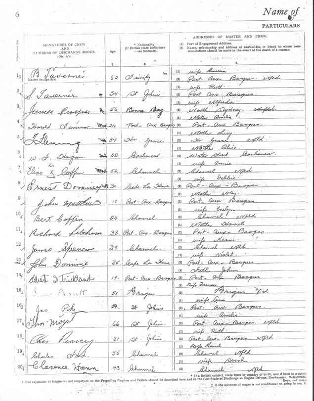 Agreement and List of Crew for the S.S. Caribou, Page 2 - L'accord et la liste de Servent d' quipier pour S.S. Caribou, la page 2
