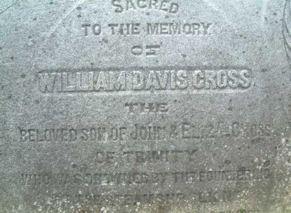 William David Cross, who drowned on the S.S. Lion - William David Cross, qui s'est noy sur S.S. Lion.