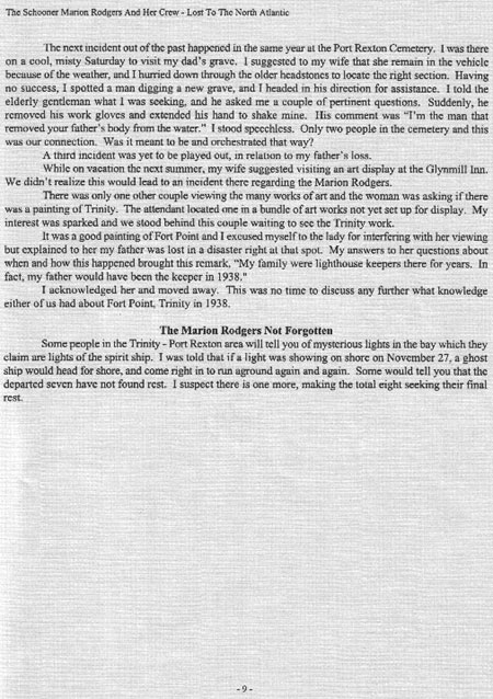 The Schooner Marion Rogers and Her Crew, Lost to the North Atlantic - Page 9
