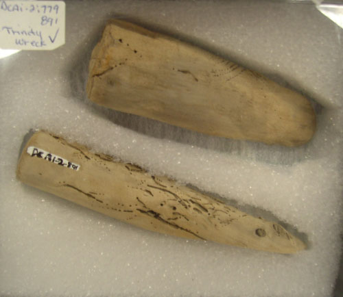 Artifact from shipwreck in Trinity Harbour - Objet de naufrage dans le port de Trinity