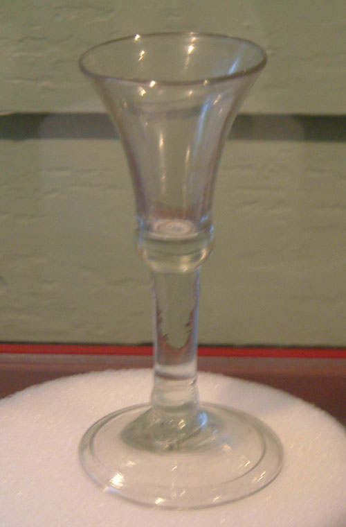 Wine glass from a two-piece mold, from shipwreck in Trinity Harbour.