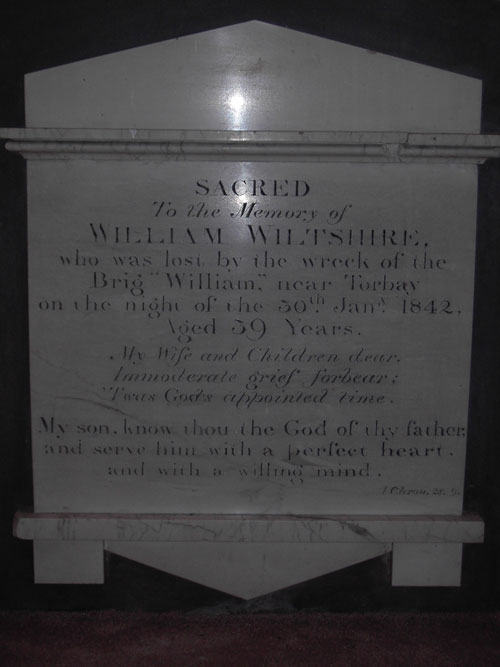 Monument in memory of William Wiltshire, lost on the Brig "William." - Monument dans la mémoire de William Wiltshire, perdue sur Brig "William."